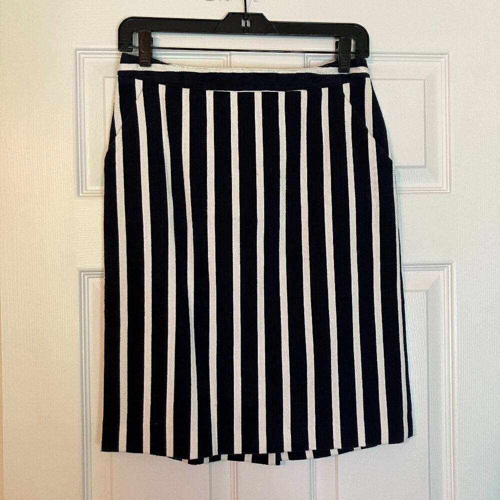 Gerard Darel: Navy and cream striped pencil skirt (size 6)